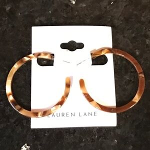 NWT Lauren Lane Tortoiseshell Hoop Earrings